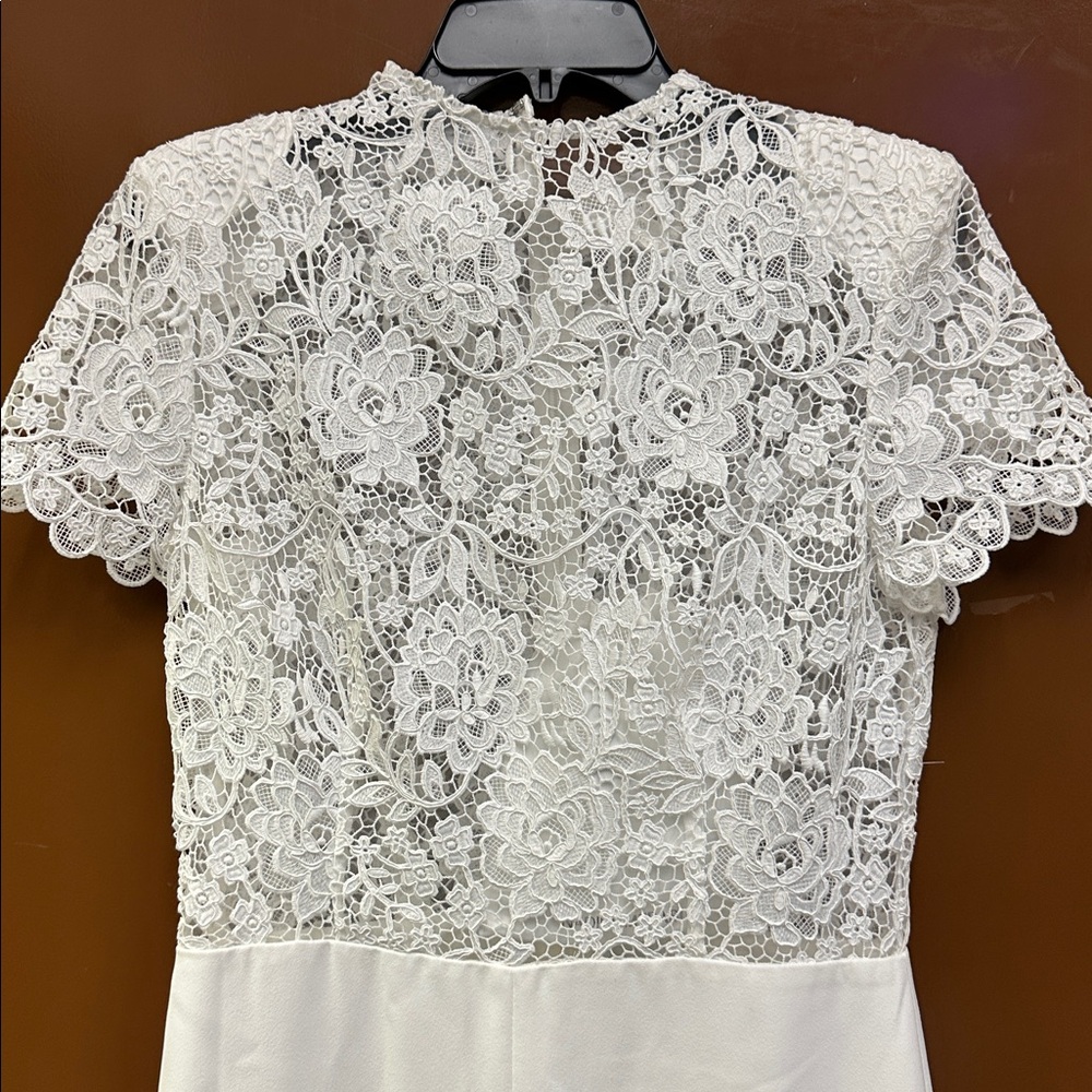 NADINE MERABI White Hottie Lace Flare Jumpsuit Size 8 - Picture 5 of 10